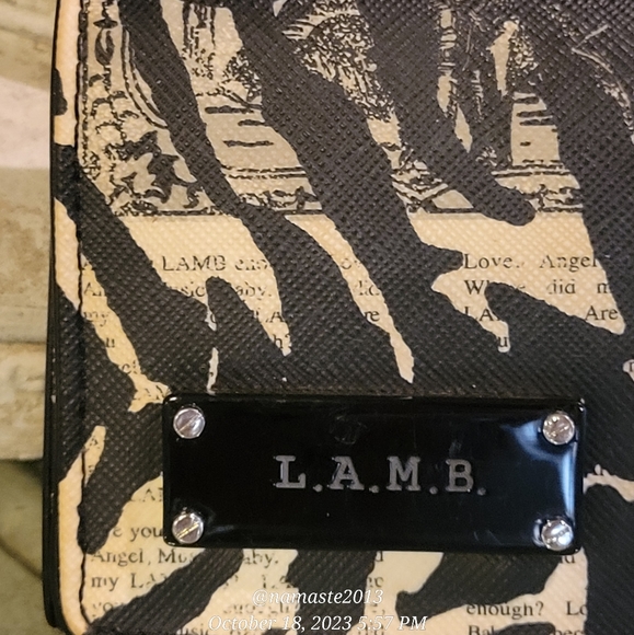 L.A.M.B. by Gwen Stefani Zebra Newsprint Wallet Clutch Luxury Designer Bag #603 - Picture 10 of 13